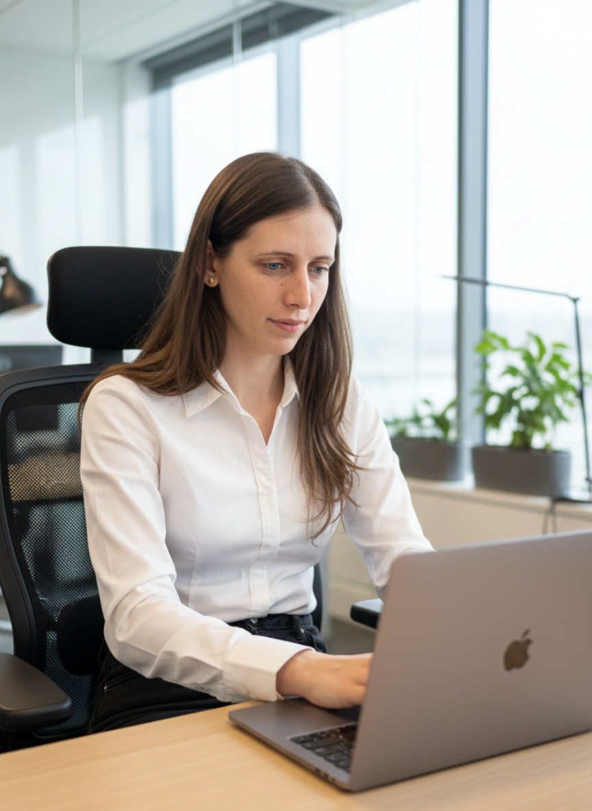 Lucía Aldana trabajando